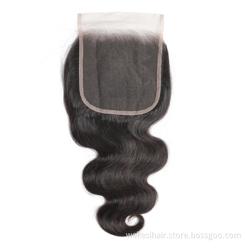 Top Grade 100% Natural Virgin Brazilian Deep Wave Human Hair With 4X4 Brazilian Middle Part Silk Base Lace Closure